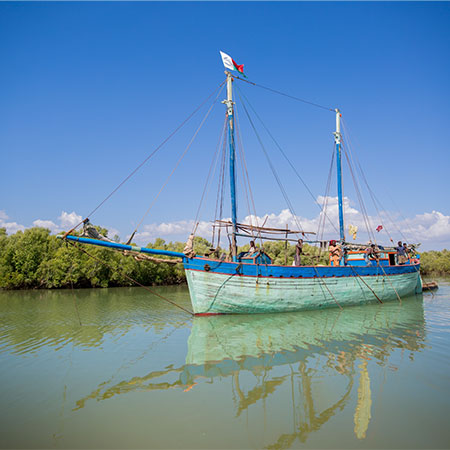 Travel Madagascar by river with a boat cruise through the mangroves in Toliara