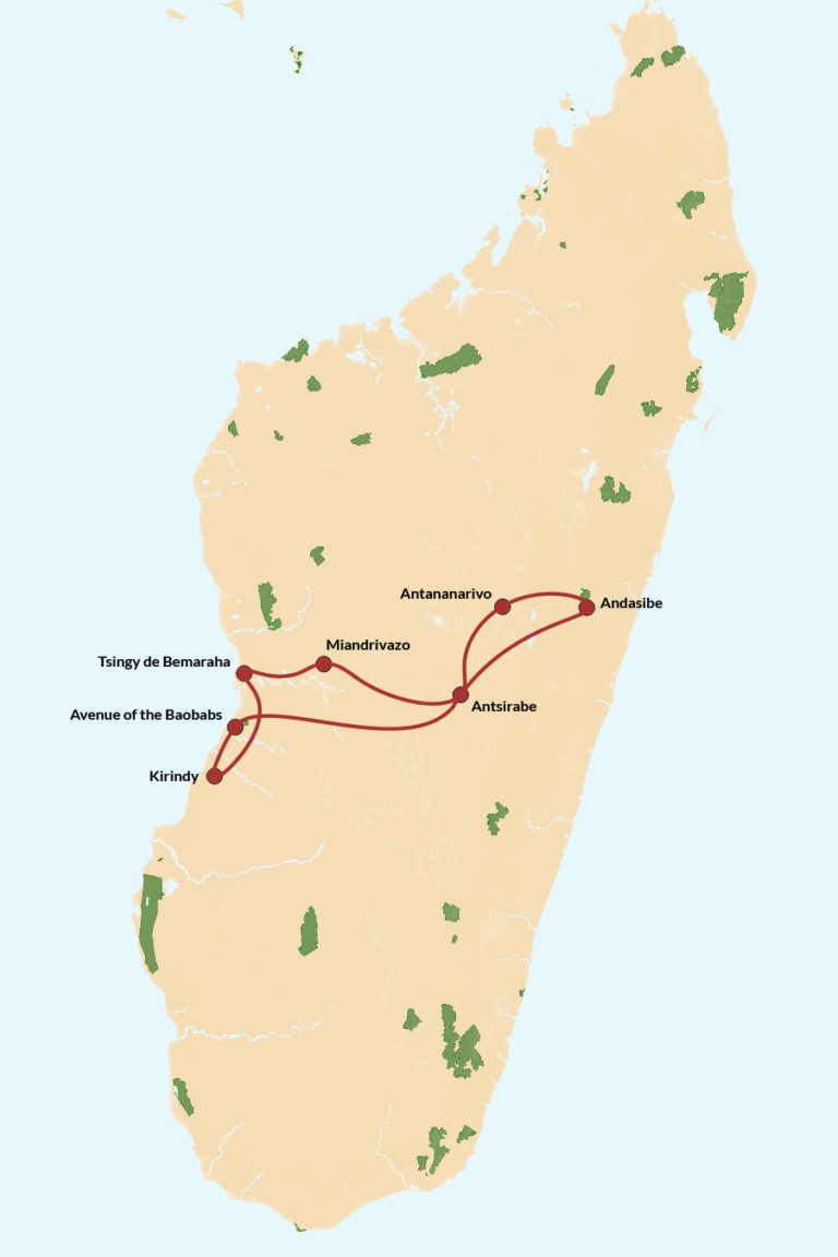 Map showing the Legends tour route