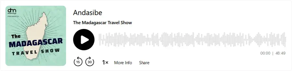 Screenshot of the Dadamanga Madagascar travel podcast