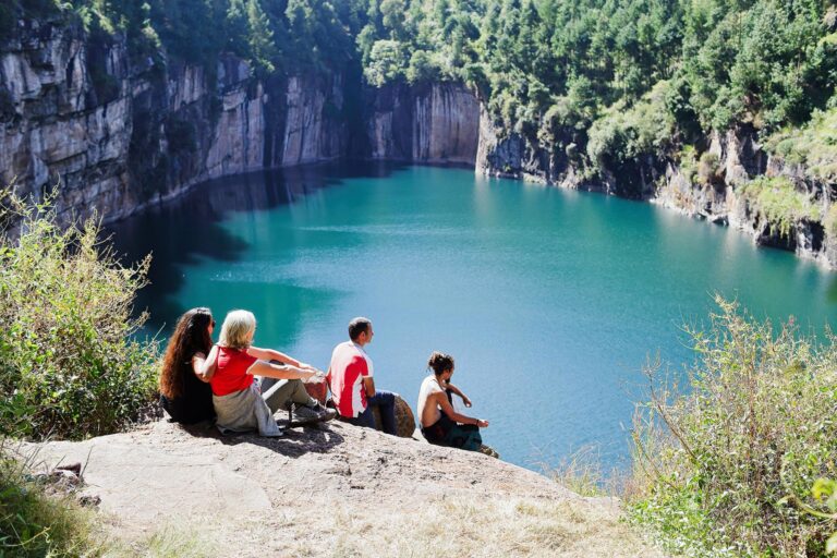 Tourists viewing a beautiful lake in Madagascar