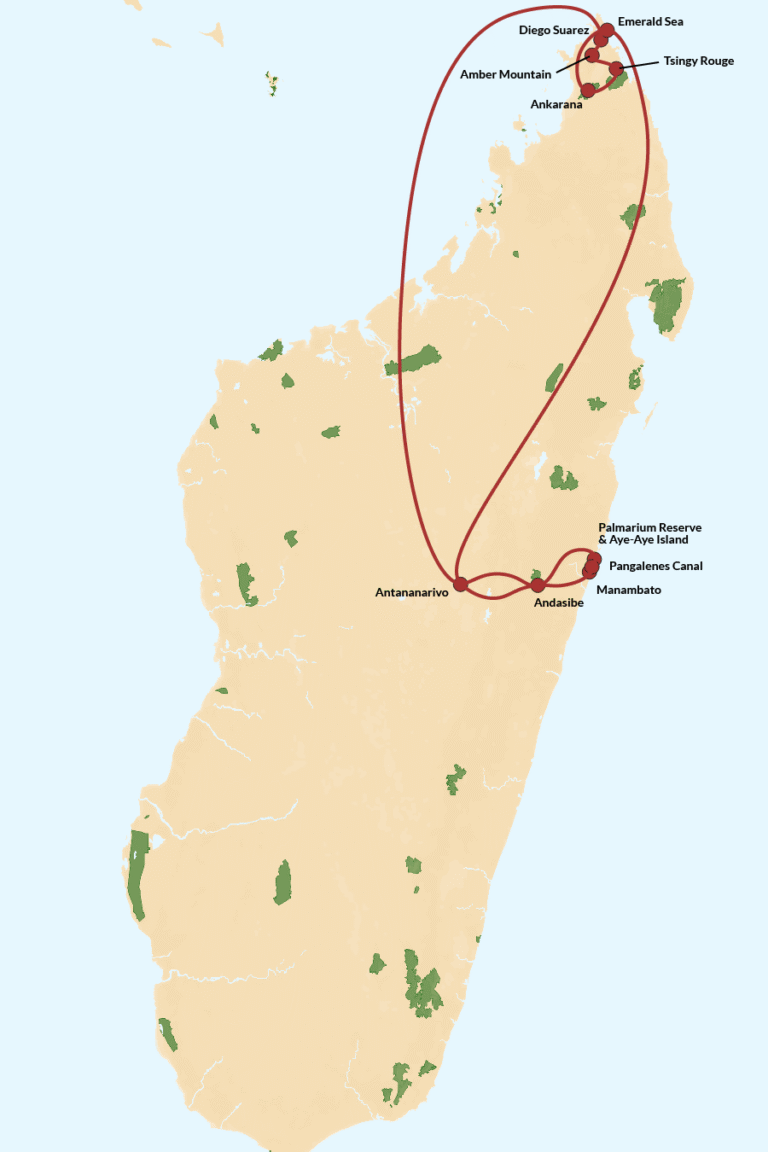 Map of the Capital to Canopy Madagascar tour